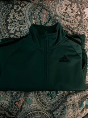 adidas Green Zip-Up Jacket with Black Logo 4T